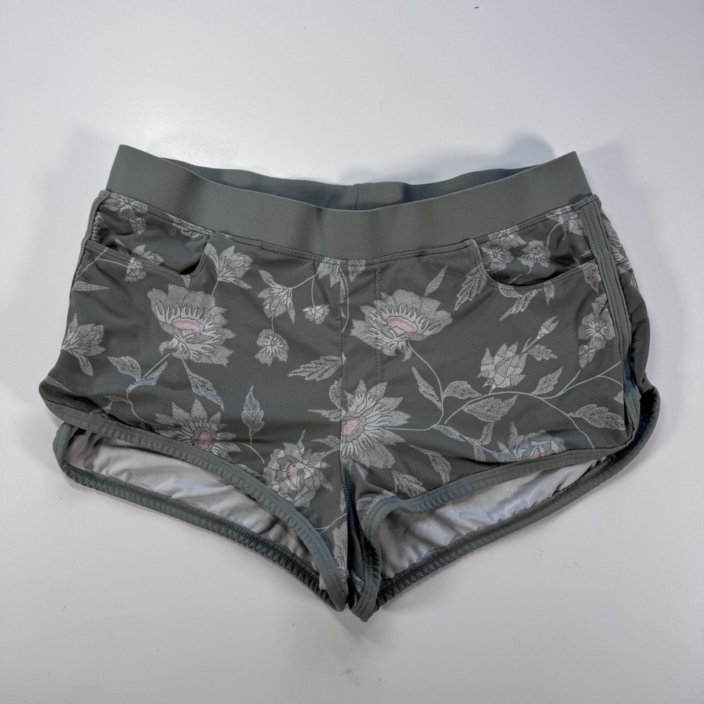 CARVE DESIGNS 1.5" Swim Bottom Shorts Womens Small Lined Green Floral Print